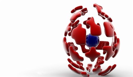 An abstract red sphere exploded on a white background Fotografie stock - Microstock e Abbonamento, Codice: 400-05280629