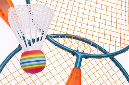 simsearch:400-04263545,k - Vibrant Badminton Equipment Close Up of Raquets and Shuttlecock / Birdie Stock Photo - Budget Royalty-Free & Subscription, Code: 400-05280738