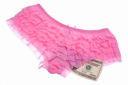 simsearch:400-04764161,k - Ruffled Pink Panties with Money Isolated on White with a Clipping Path. Foto de stock - Super Valor sin royalties y Suscripción, Código: 400-05280955