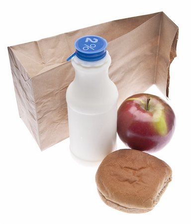 school food bag - Healthy School Lunch Themed Image. Balanced Meal with Brown Bag. Stock Photo - Budget Royalty-Free & Subscription, Code: 400-05281083