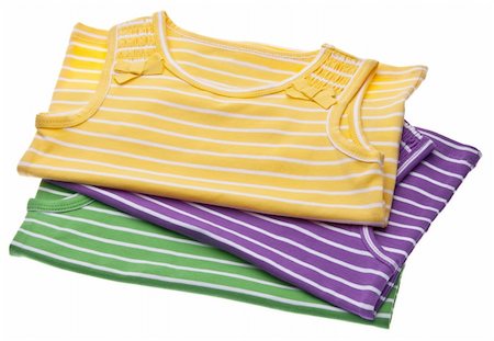 simsearch:614-02935239,k - Vibrant childrens striped shirts isolated on white with a clipping path.  Summer Fashion Image. Photographie de stock - Aubaine LD & Abonnement, Code: 400-05281143