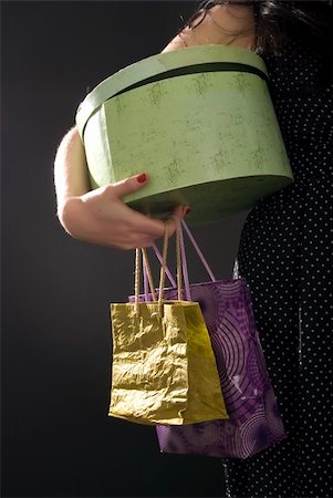 young girl  with shopping bags close-up Stockbilder - Microstock & Abonnement, Bildnummer: 400-05281350