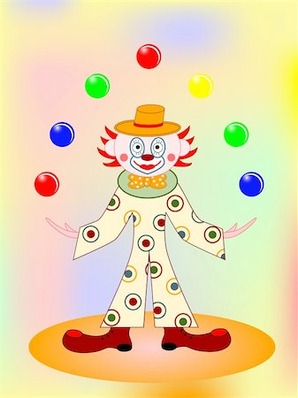 vector funny clownjuggling  with colored balls Photographie de stock - Aubaine LD & Abonnement, Code: 400-05281405