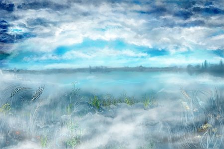 rashevskaya (artist) - Morning misty landscape with fog Foto de stock - Royalty-Free Super Valor e Assinatura, Número: 400-05282047