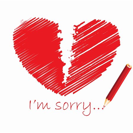 excuses (pardon) - Red broken heart, vector illustration Photographie de stock - Aubaine LD & Abonnement, Code: 400-05282096