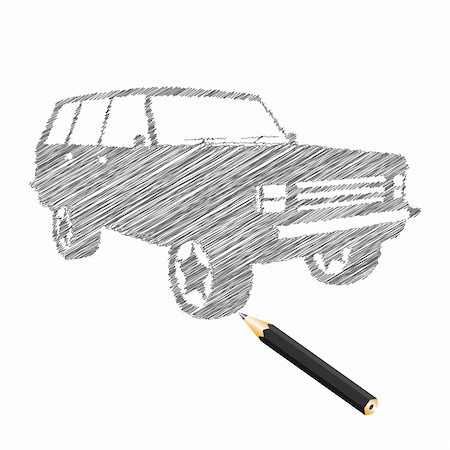 Hand-drown car sketch, vector illustration Stock Photo - Budget Royalty-Free & Subscription, Code: 400-05282107