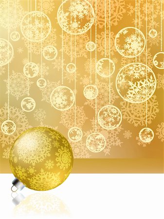 simsearch:400-05719856,k - Golden christmas card with baubles . EPS 8 vector file included Stockbilder - Microstock & Abonnement, Bildnummer: 400-05282109