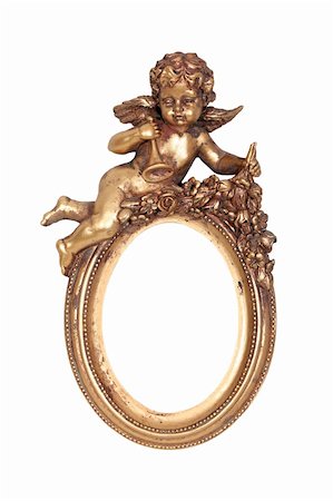 round vintage frames - Oval baroque gold frame with cupid isolated on white. Stock Photo - Budget Royalty-Free & Subscription, Code: 400-05282296