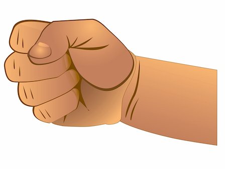 fingers outline drawing - closed fist realistic illustration Stock Photo - Budget Royalty-Free & Subscription, Code: 400-05282943