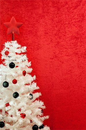 white Christmas tree against a red background Stock Photo - Budget Royalty-Free & Subscription, Code: 400-05282988