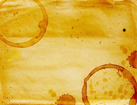 spilt coffee - Texture - a sheet of the old, soiled paper with drops of coffee Stock Photo - Budget Royalty-Free & Subscription, Code: 400-05283327