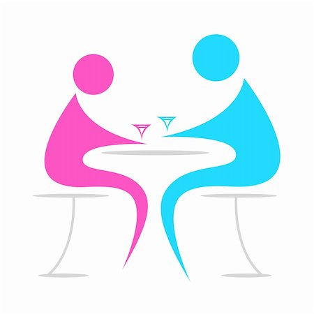 simsearch:400-04859276,k - illustration of chatting on cafe between persons on white background Foto de stock - Super Valor sin royalties y Suscripción, Código: 400-05283602