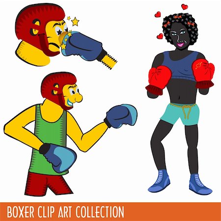 Three clip art illustrations of boxers. Two are male and one female boxer. Stock Photo - Budget Royalty-Free & Subscription, Code: 400-05283628