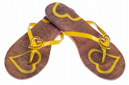 simsearch:614-03191302,k - Yellow Flip Flop Sandals with Hearts.  Isolated on White with a Clipping Path. Stockbilder - Microstock & Abonnement, Bildnummer: 400-05283620