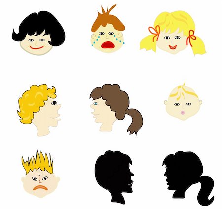 sad crying boy and girl images - Collection of faces of different expressions, kids Stock Photo - Budget Royalty-Free & Subscription, Code: 400-05283882