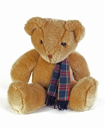 furry teddy bear - Teddy Bear with a tartan scaf on a white background. Stock Photo - Budget Royalty-Free & Subscription, Code: 400-05294204