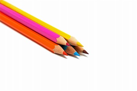 simsearch:400-05294430,k - Five colored pencils on a white background Foto de stock - Super Valor sin royalties y Suscripción, Código: 400-05294424