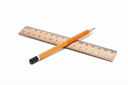 simsearch:400-04206563,k - Ruler and pencil on a white background Stock Photo - Budget Royalty-Free & Subscription, Code: 400-05294430