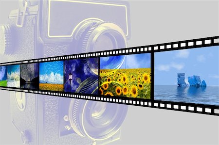 film camera and celuloid film display mode Stock Photo - Budget Royalty-Free & Subscription, Code: 400-05294530