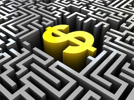 simsearch:400-04611529,k - abstract 3d illustration of maze with dollar sign in center Photographie de stock - Aubaine LD & Abonnement, Code: 400-05294729