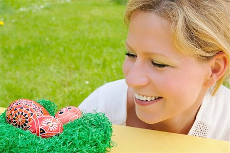 eggs with face - Young woman and easter eggs Stock Photo - Budget Royalty-Free & Subscription, Code: 400-05294791