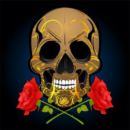 picture of dead roses - illustration of floral bone with roses Stock Photo - Budget Royalty-Free & Subscription, Code: 400-05294906