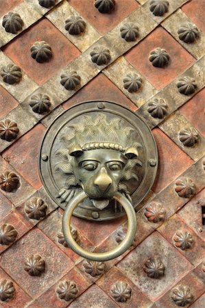 door lion - Saint Vitus Cathedral  Prague, Prague castle, Czech Republic, interior - Wenceslas´s Chapel - detail of door Stock Photo - Budget Royalty-Free & Subscription, Code: 400-05294920