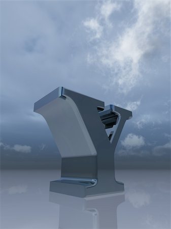 simsearch:400-06366464,k - metal uppercase letter y under dark cloudy sky - 3d illustration Photographie de stock - Aubaine LD & Abonnement, Code: 400-05294936