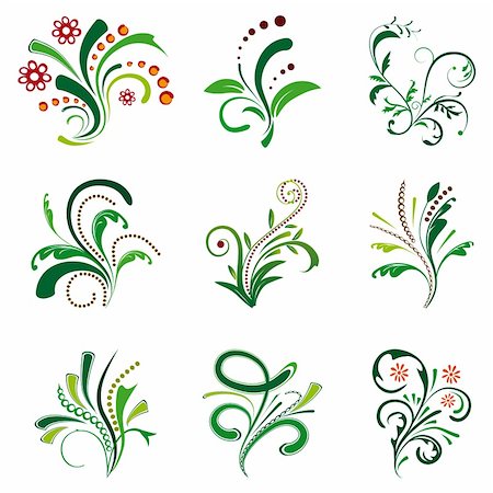 Set of floral design elements. Vector illustration. Vector art in Adobe illustrator EPS format, compressed in a zip file. The different graphics are all on separate layers so they can easily be moved or edited individually. The document can be scaled to any size without loss of quality. Photographie de stock - Aubaine LD & Abonnement, Code: 400-05295064