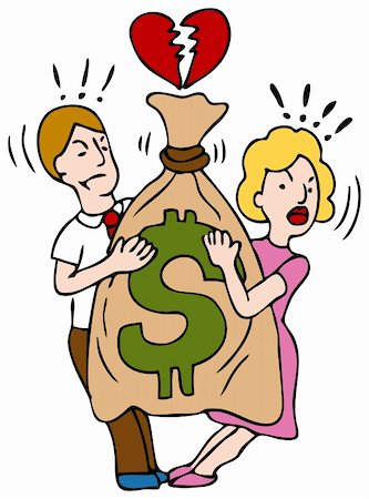 An image of a couple fighting over a bag of money. Stock Photo - Budget Royalty-Free & Subscription, Code: 400-05295703