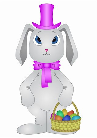simsearch:400-05040794,k - Easter vector, rabbit with a basket of Easter eggs Stock Photo - Budget Royalty-Free & Subscription, Code: 400-05295881