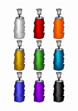 Aerosol can with a paint of all colours of a rainbow Stock Photo - Budget Royalty-Free & Subscription, Code: 400-05295897