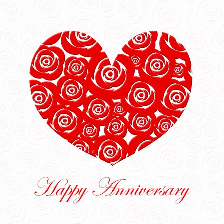 drawing of roses - Happy Anniversary Day Heart with Red Roses on White Illustration Stock Photo - Budget Royalty-Free & Subscription, Code: 400-05295958