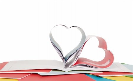 Book with opened pages and shape of heart Stockbilder - Microstock & Abonnement, Bildnummer: 400-05296167