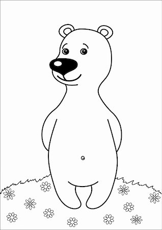 simsearch:400-04772550,k - Teddy bear, childrens toy, standing on a flower meadow, contours Foto de stock - Super Valor sin royalties y Suscripción, Código: 400-05296172