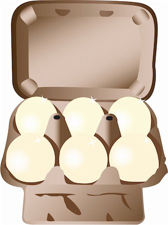 A brown egg box full of six eggs, isolated on white background. Foto de stock - Super Valor sin royalties y Suscripción, Código: 400-05296221