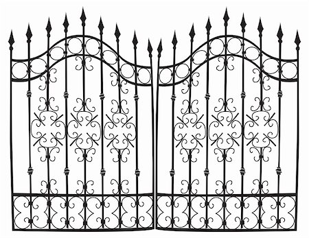 Highly detail vectorized iron gate, black Stock Photo - Budget Royalty-Free & Subscription, Code: 400-05296274