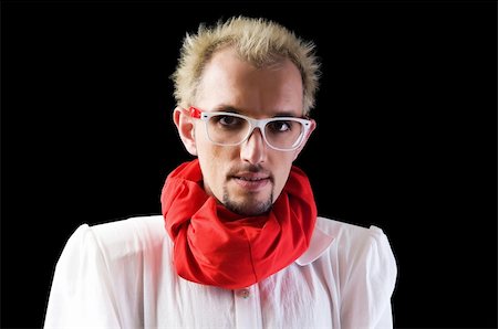 simsearch:400-04688299,k - Man with red scarf on the black Stock Photo - Budget Royalty-Free & Subscription, Code: 400-05296438