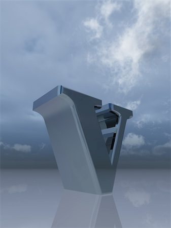 simsearch:400-08735464,k - metal uppercase letter v under dark cloudy sky - 3d illustration Stockbilder - Microstock & Abonnement, Bildnummer: 400-05296583