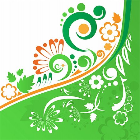 Green and orange colors design floral background Photographie de stock - Aubaine LD & Abonnement, Code: 400-05296642