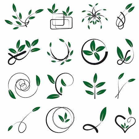 simsearch:400-04863588,k - Set of leafy elements for design. Vector illustration. Vector art in Adobe illustrator EPS format, compressed in a zip file. The different graphics are all on separate layers so they can easily be moved or edited individually. The document can be scaled to any size without loss of quality. Stock Photo - Budget Royalty-Free & Subscription, Code: 400-05297191