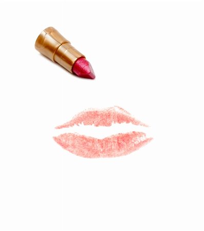 simsearch:400-04499330,k - Imprint of the lips on white background, lipstick Stockbilder - Microstock & Abonnement, Bildnummer: 400-05297215