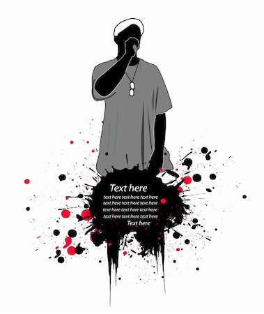 silhouette man on microphone - rapper vector illustration Stock Photo - Budget Royalty-Free & Subscription, Code: 400-05297428