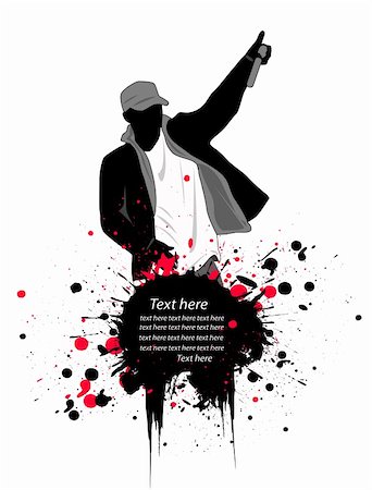 silhouette man on microphone - rapper vector illustration Stock Photo - Budget Royalty-Free & Subscription, Code: 400-05297429
