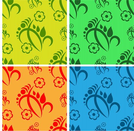 Four floral seamless backgrounds in different colors Photographie de stock - Aubaine LD & Abonnement, Code: 400-05297620