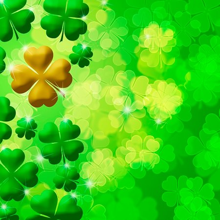 simsearch:400-08502521,k - Four Leaf Clover Lucky Irish Shamrock Bokeh Background Ilustration Foto de stock - Super Valor sin royalties y Suscripción, Código: 400-05297707