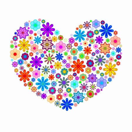 simsearch:400-05295204,k - Happy Valentines Day Heart with Colorful Flowers Illustration Stock Photo - Budget Royalty-Free & Subscription, Code: 400-05297728