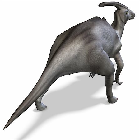 simsearch:400-04818670,k - Dinosaur Parasaurolophus. 3D rendering with clipping path and shadow over white Foto de stock - Royalty-Free Super Valor e Assinatura, Número: 400-05298328