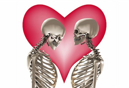 simsearch:400-03933783,k - A pair of skeletons with a love heart behind them. Stock Photo - Budget Royalty-Free & Subscription, Code: 400-05298751
