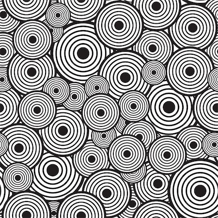 silhouette black and white - Black-and-white abstract background with circles. Seamless pattern. Vector illustration. Stock Photo - Budget Royalty-Free & Subscription, Code: 400-05299237